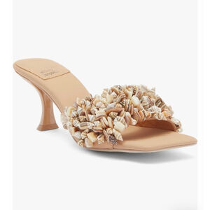 Jeffrey Campbell Shellbi Slide Sandal Beige & Brown Seashell Embellished Mules 9